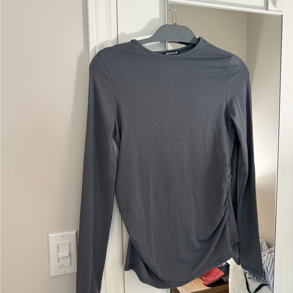 PrettyLittleThing Charcoal Long Sleeve Blouse Maternity